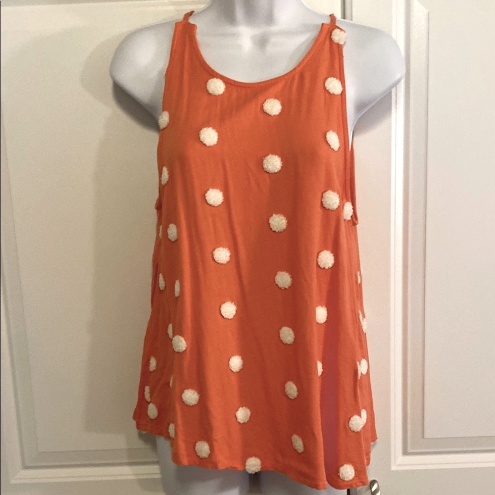 Blu Pepper Coral & White Polka Dot Relaxed Tank